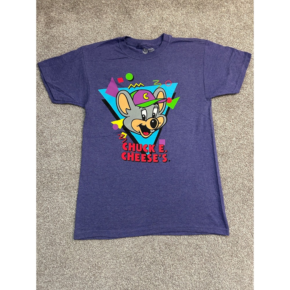 Chuck E. Cheese T-Shirt Adult Small Purple Excellent Retro 90s Graphic Tee
